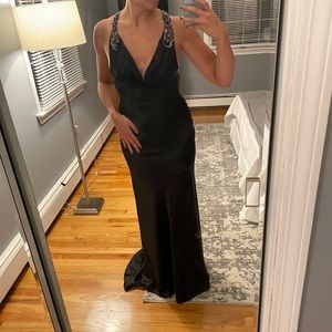 La Femme Black Evening Gown